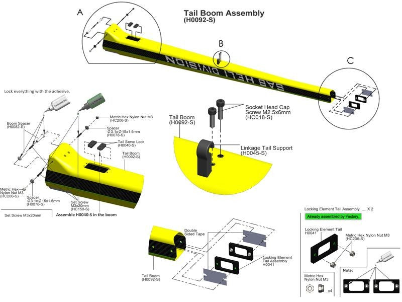 ALUMINUM TAIL BOOM SUPPORT (2PCS) - GOBLIN 630/700/770