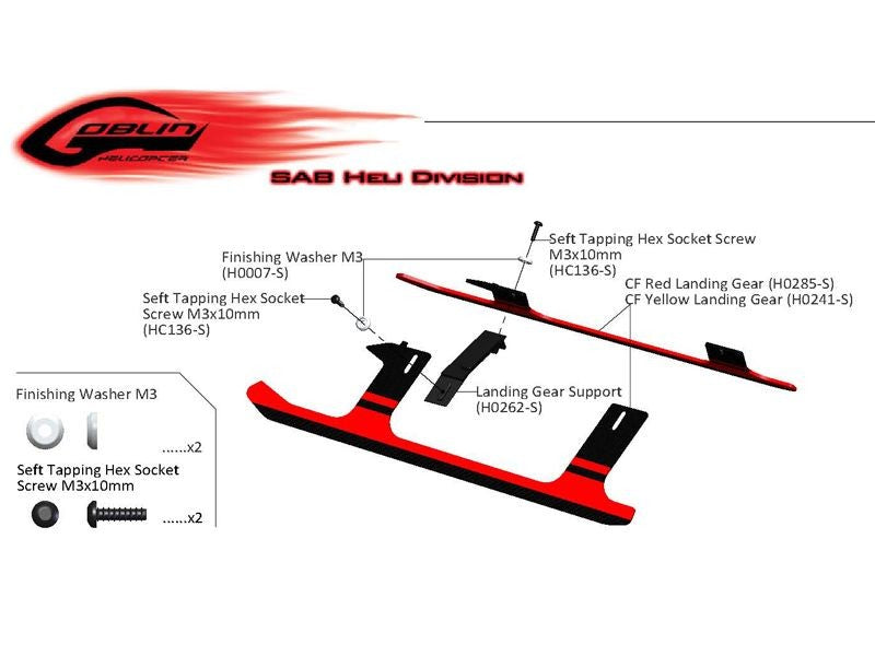 PLASTIC LANDING GEAR SUPPORT - GOBLIN 500