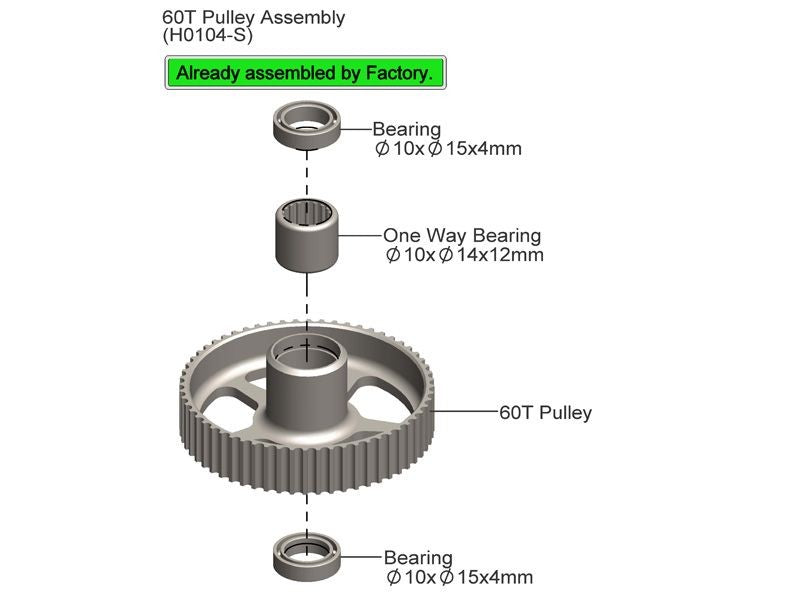 NEW UPGRADE TRIPPLE BEARING 60T PULLEY - GOBLIN 630/700/770