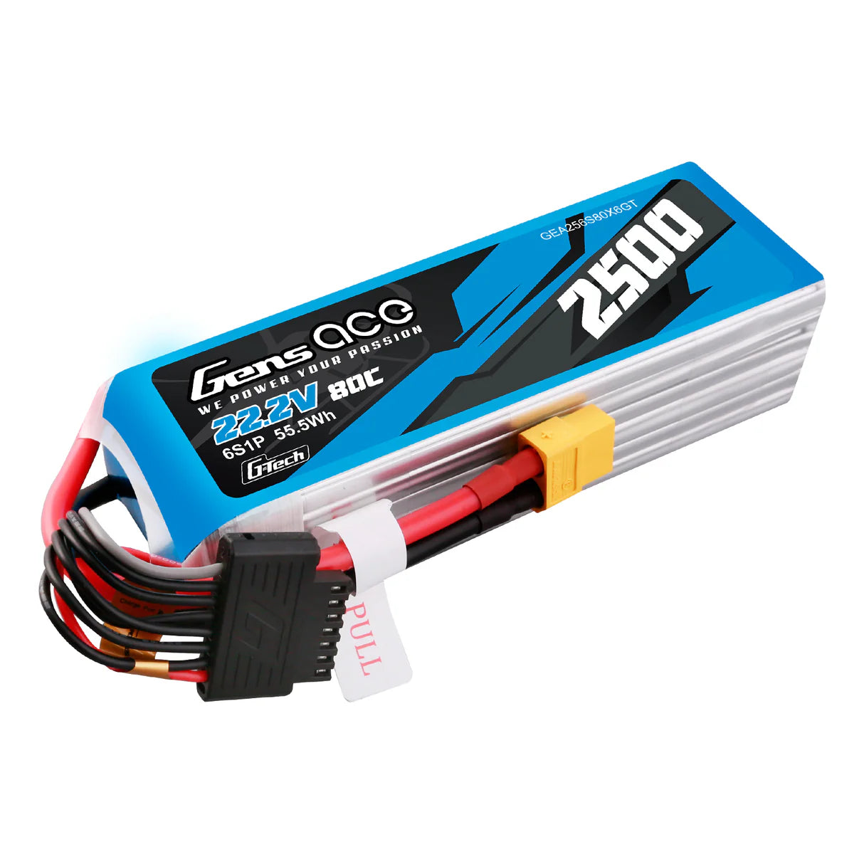 Gens ace G-Tech 2500mAh 22.2V 80C 6S Lipo Pack met XT60