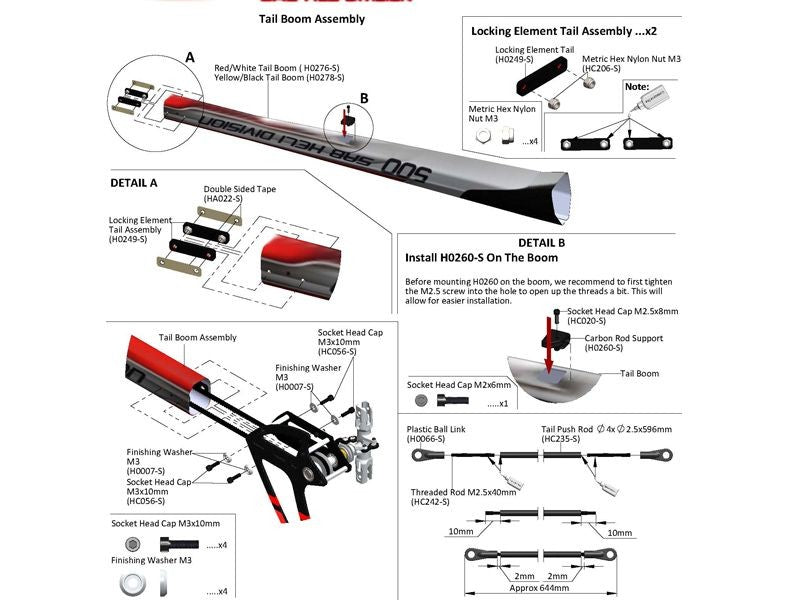 CARBON FIBER TAIL LOCKING ELEMENT - GOBLIN 500/570