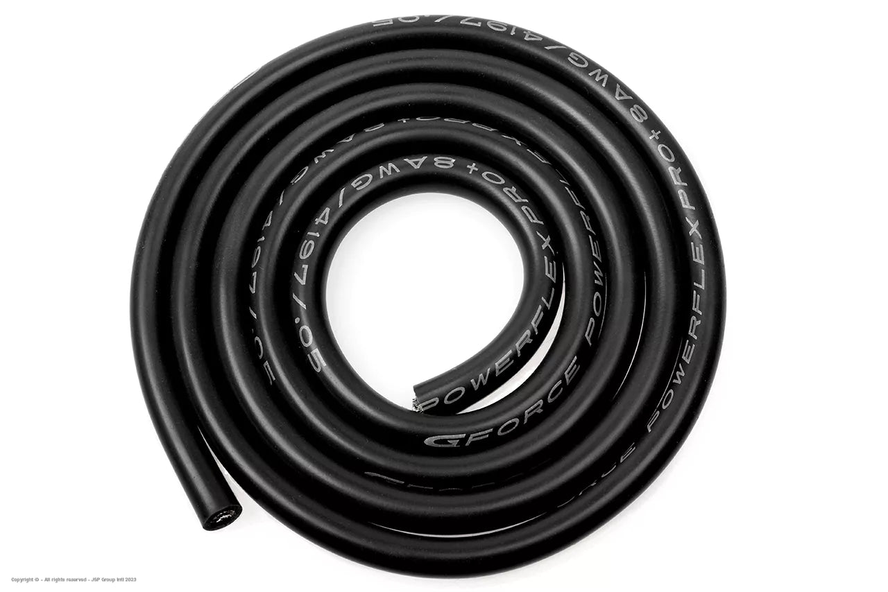 Silicone Kabel Powerflex PRO+ Zwart 8AWG 1mtr
