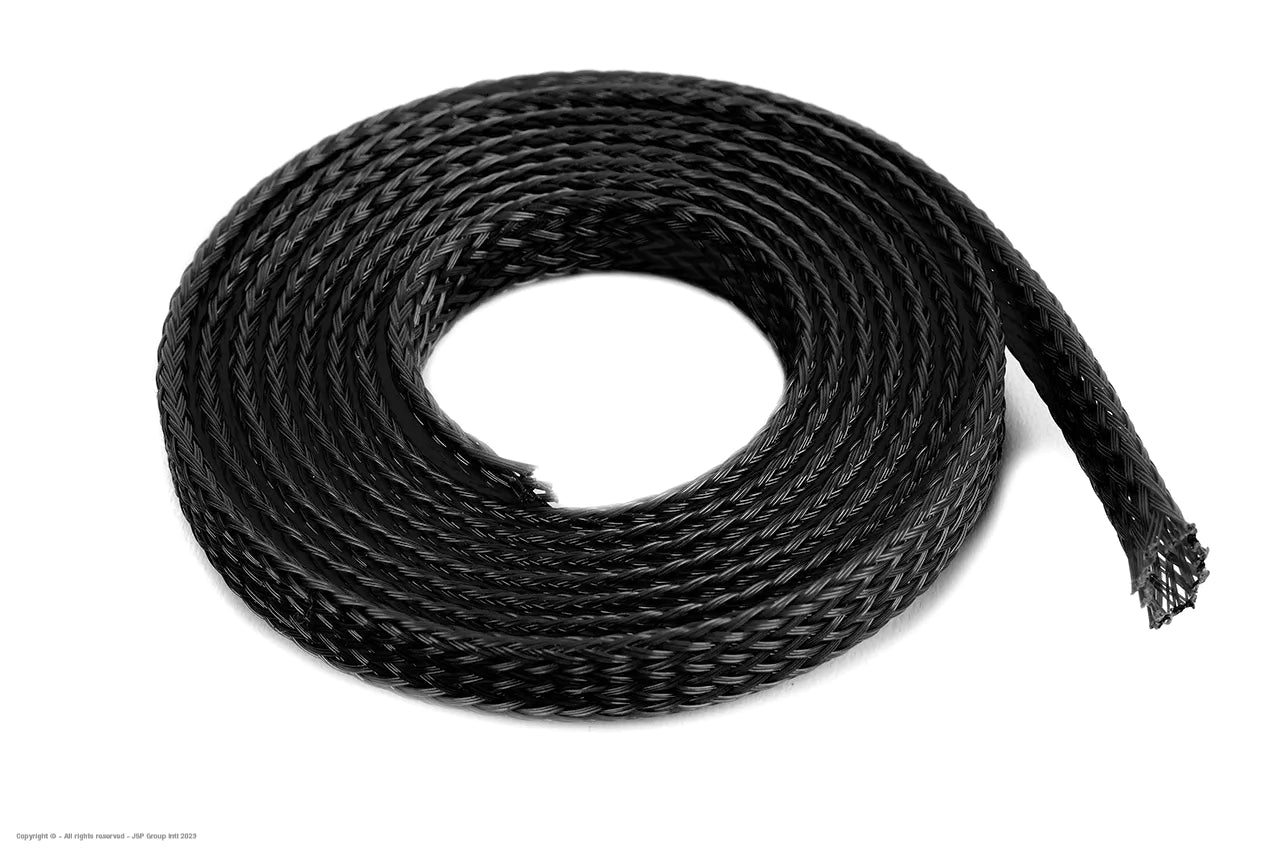 Gevlochten Slang 6mm Zwart 1mtr