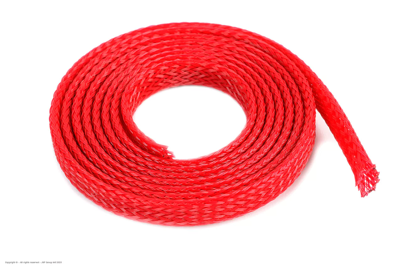 Gevlochten Slang 6mm Rood 1mtr