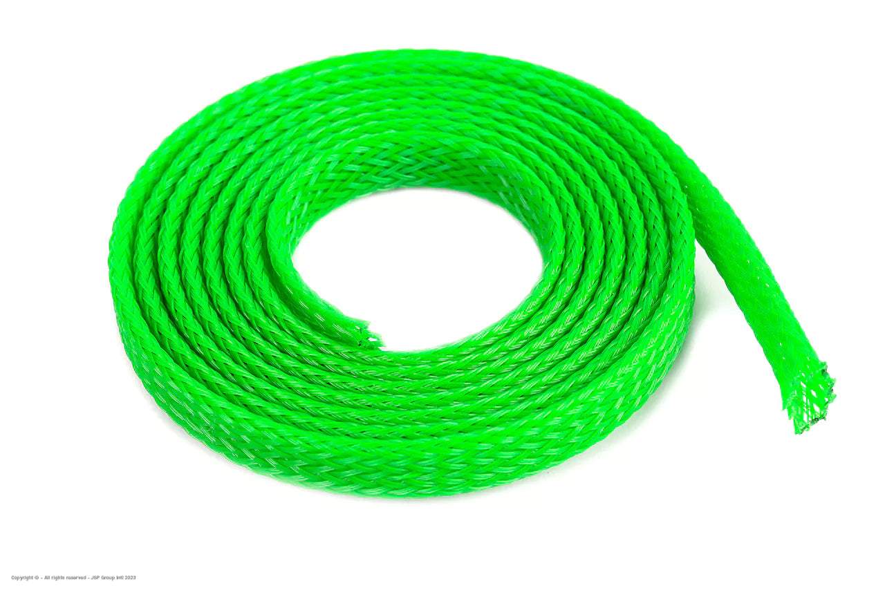 Gevlochten Slang 6mm Neon-Groen 1mtr