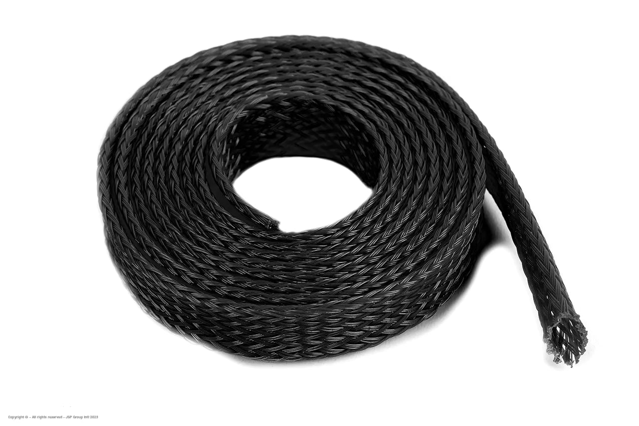 Gevlochten Slang 8mm Zwart 1mtr