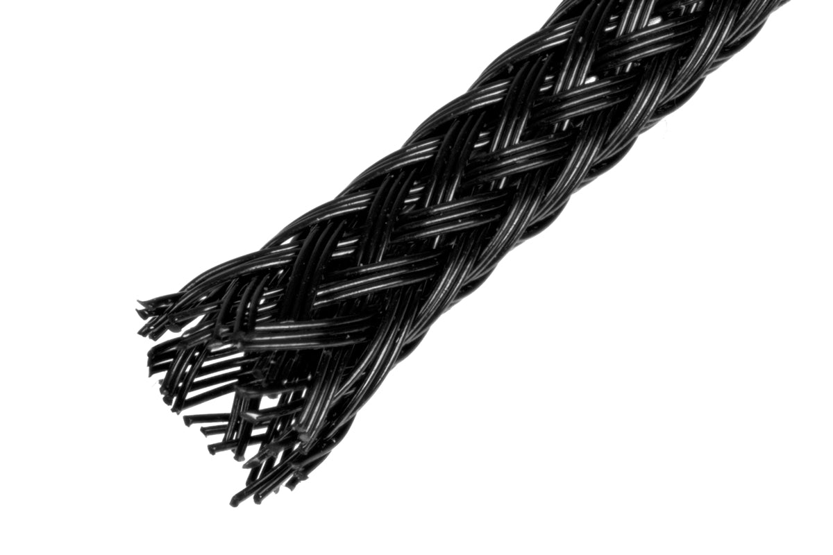 Gevlochten slang 3mm zwart 1mtr.